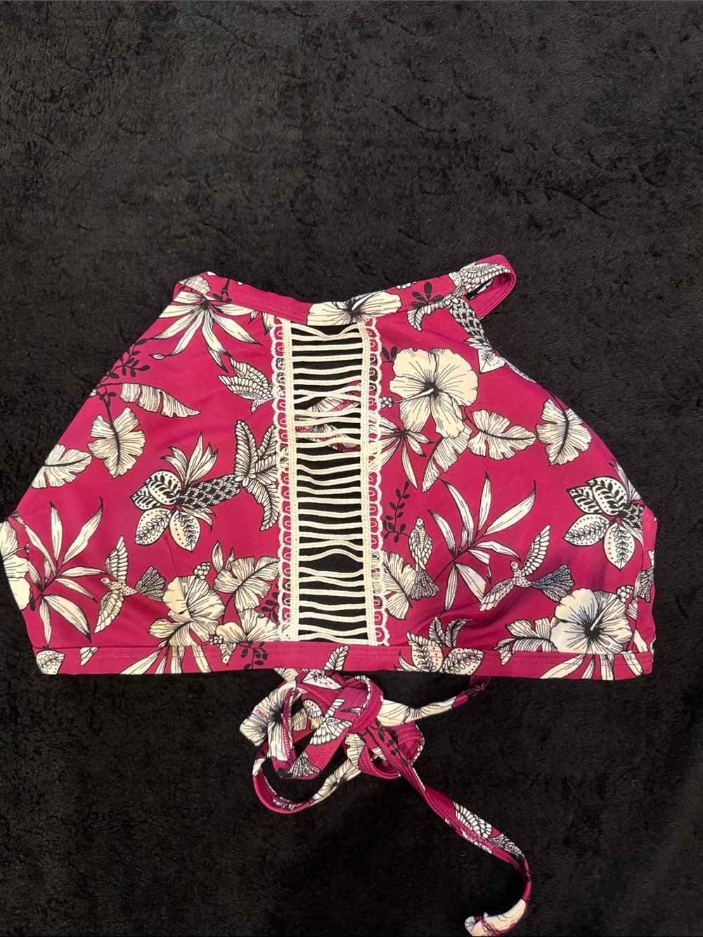 Adore Me Fuchsia Floral Lace-Up Bikini Top